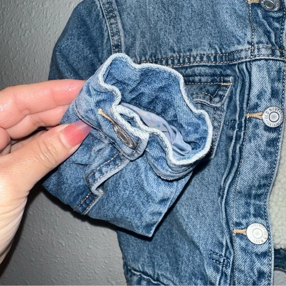 Old Navy Blue Denim Jacket with Cream Sherpa Collar